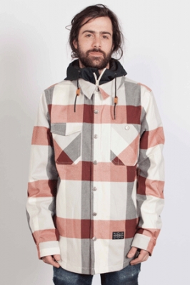 Tarquin jacket, bone/plaid w. black hood